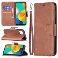 Samsung Galaxy M22 / Galaxy A22 4G Hoesje, MobyDefend Wallet Book Case Met Koord, Bruin