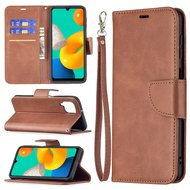 Samsung Galaxy M22 / Galaxy A22 4G Hoesje - MobyDefend Wallet Book Case Met Koord - Bruin