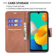 Samsung Galaxy M22 / Galaxy A22 4G Hoesje, MobyDefend Wallet Book Case Met Koord, Bruin