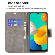 Samsung Galaxy M22 / Galaxy A22 4G Hoesje, MobyDefend Wallet Book Case Met Koord, Grijs