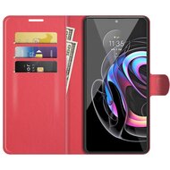 Motorola Edge 20 Lite Hoesje - MobyDefend Kunstleren Wallet Book Case (Sluiting Voorkant) - Rood