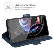 Motorola Edge 20 Lite Hoesje, MobyDefend Luxe Wallet Book Case (Sluiting Zijkant), Blauw