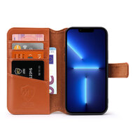 iPhone 13 Pro Hoesje, Luxe MobyDefend Wallet Bookcase, Lichtbruin