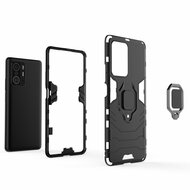 Xiaomi 11T / 11T Pro Hoesje, MobyDefend Dubbelgelaagde Pantsercase Met Standaard, Zwart