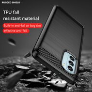 Motorola Moto G51 Hoesje - MobyDefend TPU Backcover - Geborstelde Metaal &amp; Carbon-Look - Zwart
