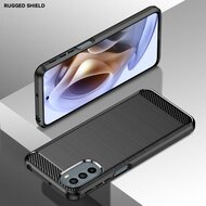 Motorola Moto G31 / Moto G41 Hoesje - MobyDefend TPU Backcover - Geborstelde Metaal &amp; Carbon-Look - Zwart