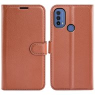 Motorola Moto E20 / E30 / E40 Hoesje, MobyDefend Kunstleren Wallet Book Case, Bruin