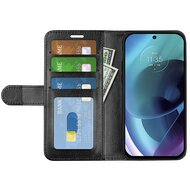 Motorola Moto G51 Hoesje, MobyDefend Wallet Book Case (Sluiting Achterkant), Zwart
