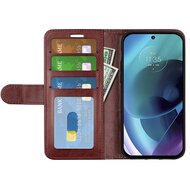 Motorola Moto G51 Hoesje, MobyDefend Wallet Book Case (Sluiting Achterkant), Bruin