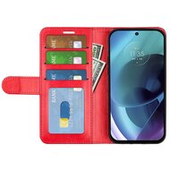 Motorola Moto G51 Hoesje, MobyDefend Wallet Book Case (Sluiting Achterkant), Rood