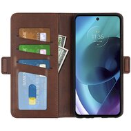 Motorola Moto G51 Hoesje, MobyDefend Luxe Wallet Book Case (Sluiting Zijkant), Bruin