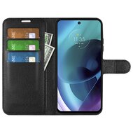 Motorola Moto G51 Hoesje, MobyDefend Kunstleren Wallet Book Case, Zwart