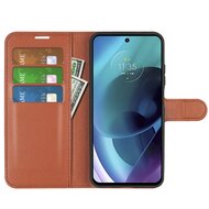 Motorola Moto G51 Hoesje, MobyDefend Kunstleren Wallet Book Case, Bruin