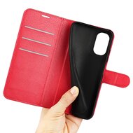 Motorola Moto G51 Hoesje, MobyDefend Kunstleren Wallet Book Case, Rood