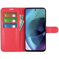 Motorola Moto G51 Hoesje, MobyDefend Kunstleren Wallet Book Case, Rood