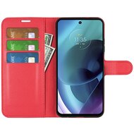 Motorola Moto G51 Hoesje - MobyDefend Kunstleren Wallet Book Case (Sluiting Voorkant) - Rood