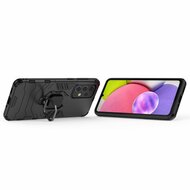 Samsung Galaxy A33 Hoesje - MobyDefend Dubbelgelaagde Pantsercase Met Standaard - Zwart
