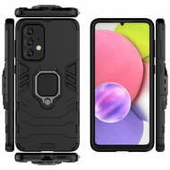 Samsung Galaxy A33 Hoesje - MobyDefend Dubbelgelaagde Pantsercase Met Standaard - Zwart