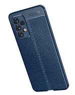 Samsung Galaxy A33 Hoesje, MobyDefend TPU Gelcase, Lederlook, Navy Blauw