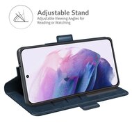 Samsung Galaxy S22 Hoesje, MobyDefend Luxe Wallet Book Case (Sluiting Zijkant), Blauw