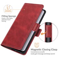 Samsung Galaxy S22 Hoesje, MobyDefend Luxe Wallet Book Case (Sluiting Zijkant), Rood