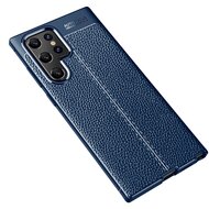 Samsung Galaxy S22 Ultra Hoesje, MobyDefend TPU Gelcase, Lederlook, Navy Blauw