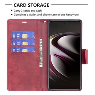 Samsung Galaxy S22 Ultra Hoesje, MobyDefend Wallet Book Case Met Koord, Rood