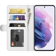 Samsung Galaxy S22 Plus (S22+) Hoesje, MobyDefend Wallet Book Case (Sluiting Achterkant), Wit