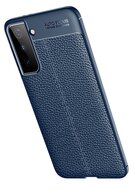 Samsung Galaxy S22 Plus (S22+) Hoesje, MobyDefend TPU Gelcase, Lederlook, Navy Blauw