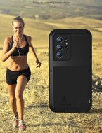 Samsung Galaxy S22 Ultra Hoes - Love Mei Metalen Case - Extreme Protection - Zwart