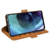 Motorola Moto G71 Hoesje, MobyDefend Luxe Wallet Book Case (Sluiting Zijkant), Lichtbruin