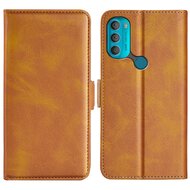 Motorola Moto G71 Hoesje, MobyDefend Luxe Wallet Book Case (Sluiting Zijkant), Lichtbruin