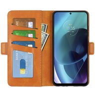 Motorola Moto G71 Hoesje, MobyDefend Luxe Wallet Book Case (Sluiting Zijkant), Lichtbruin