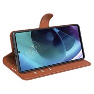 Motorola Moto G71 Hoesje - MobyDefend Kunstleren Wallet Book Case (Sluiting Voorkant) - Bruin