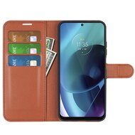 Motorola Moto G71 Hoesje, MobyDefend Kunstleren Wallet Book Case, Bruin