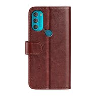 Motorola Moto G71 Hoesje, MobyDefend Wallet Book Case (Sluiting Achterkant), Bruin