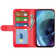 Motorola Moto G71 Hoesje, MobyDefend Wallet Book Case (Sluiting Achterkant), Rood