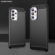Samsung Galaxy A33 Hoesje - MobyDefend TPU Backcover - Geborstelde Metaal &amp; Carbon-Look - Zwart