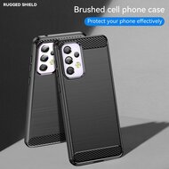 Samsung Galaxy A33 Hoesje - MobyDefend TPU Backcover - Geborstelde Metaal &amp; Carbon-Look - Zwart