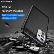 Samsung Galaxy A33 Hoesje - MobyDefend TPU Backcover - Geborstelde Metaal &amp; Carbon-Look - Zwart