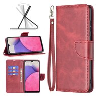 Samsung Galaxy A33 Hoesje, MobyDefend Wallet Book Case Met Koord, Rood