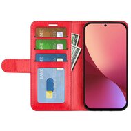 Xiaomi 12 / 12X Hoesje - MobyDefend Wallet Book Case (Sluiting Achterkant) - Rood