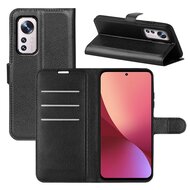 Xiaomi 12 / 12X Hoesje, MobyDefend Kunstleren Wallet Book Case, Zwart