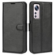 Xiaomi 12 / 12X Hoesje, MobyDefend Kunstleren Wallet Book Case, Zwart