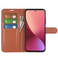 Xiaomi 12 / 12X Hoesje, MobyDefend Kunstleren Wallet Book Case, Bruin