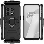 OnePlus 10 Pro Hoesje - MobyDefend Dubbelgelaagde Pantsercase Met Standaard - Zwart