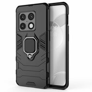 OnePlus 10 Pro Hoesje, MobyDefend Dubbelgelaagde Pantsercase Met Standaard, Zwart