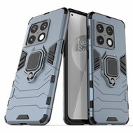 OnePlus 10 Pro Hoesje - MobyDefend Dubbelgelaagde Pantsercase Met Standaard - Navy Blauw