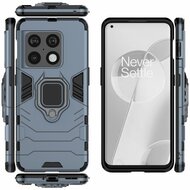 OnePlus 10 Pro Hoesje - MobyDefend Dubbelgelaagde Pantsercase Met Standaard - Navy Blauw