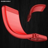 OnePlus 10 Pro Hoesje - MobyDefend TPU Backcover - Geborstelde Metaal &amp; Carbon-Look - Rood